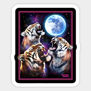 Three Tigers Howling at the Moon Shirt Three Wolf Moon t shirt Tiger shirts big cat Tiger Pride Royal Tiger King memes Three Tigers roaring Sticker